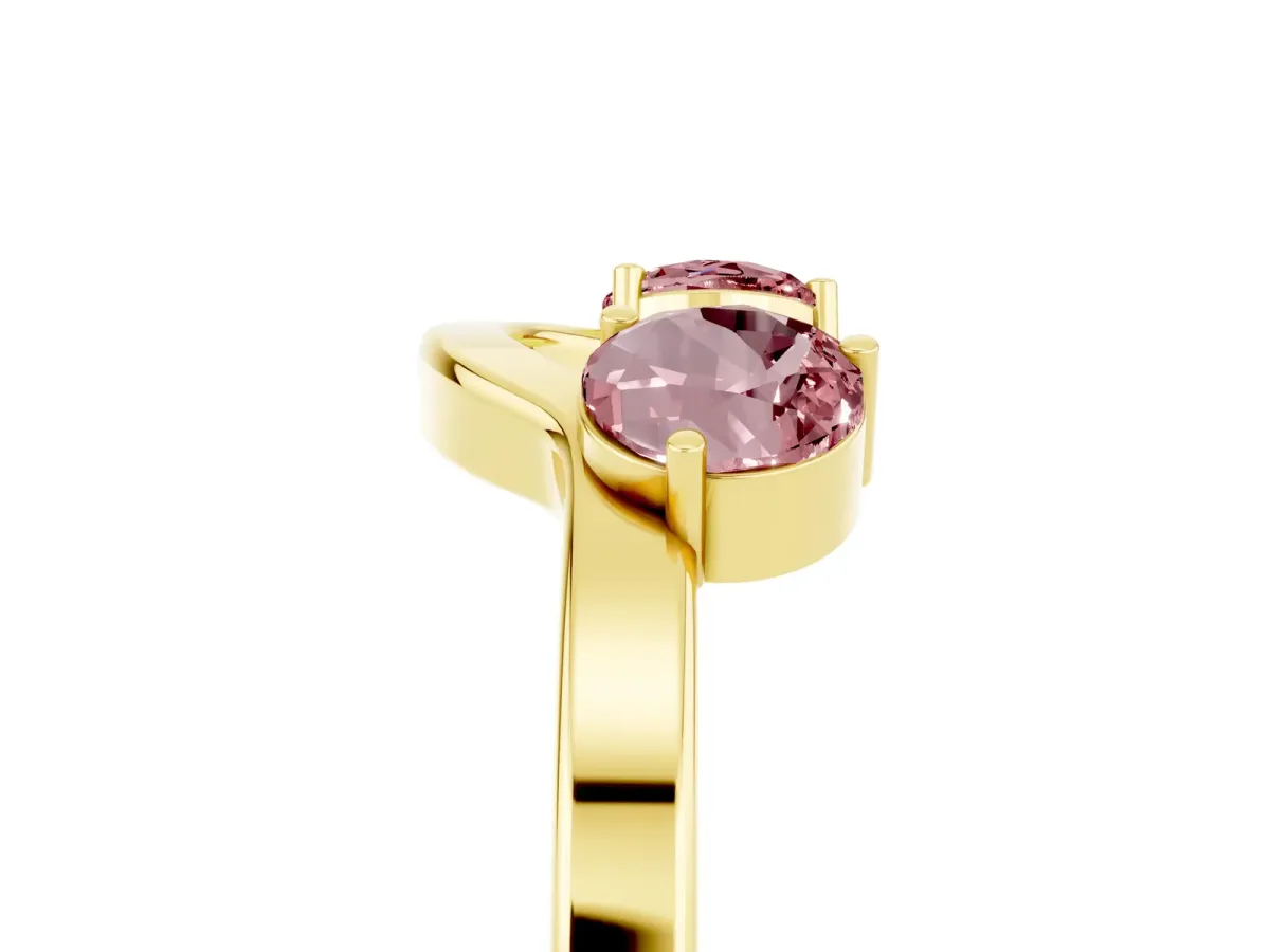Dual Round Morganite Open Band Ring with Prong Setting Yellow gold