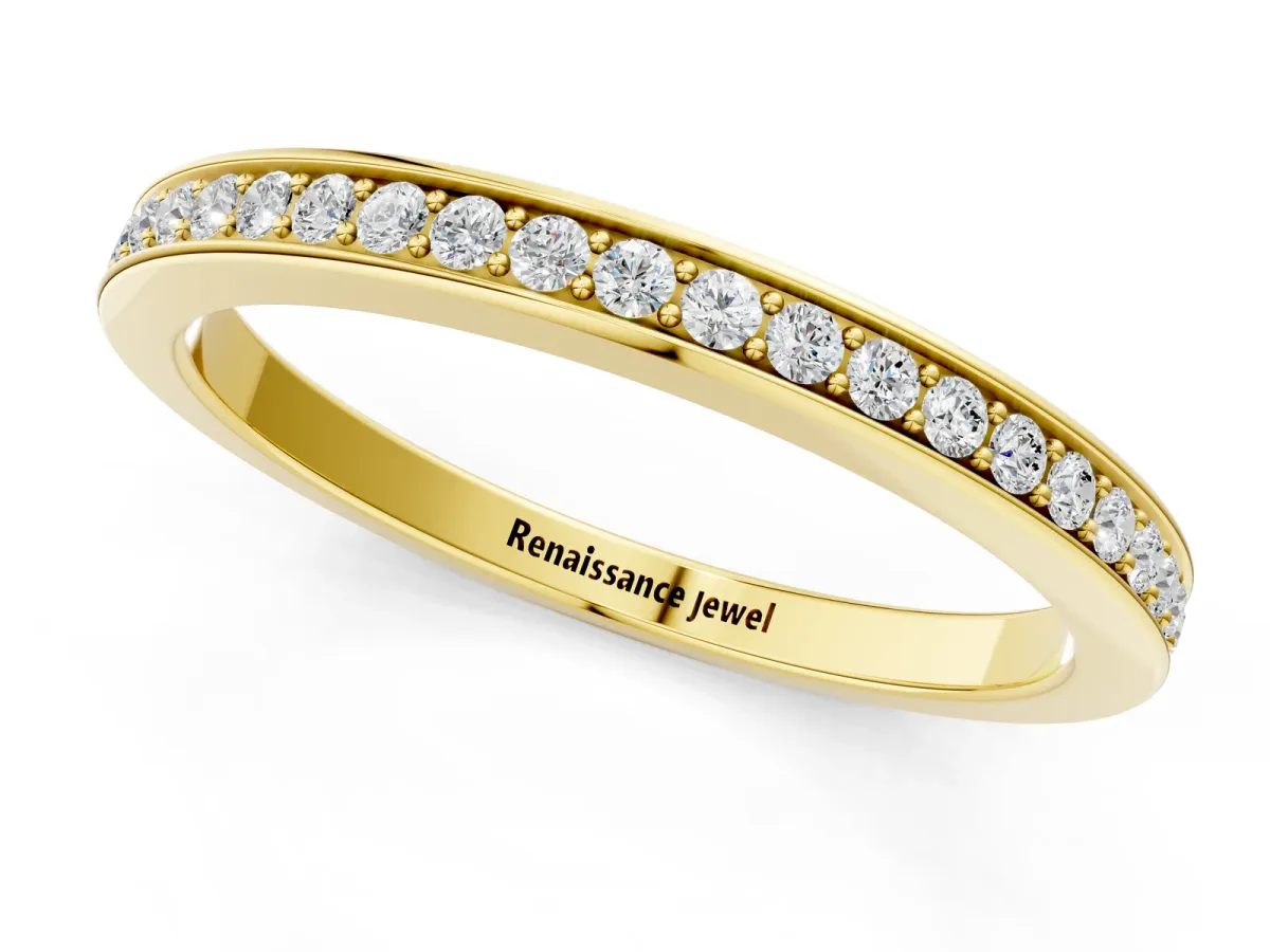 Round Diamond Eternity Band with Pavé Setting Yellow gold