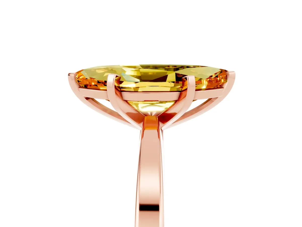 Marquise Cut Citrine Solitaire Engagement Ring with Classic Band and Four-Prong Setting Rose gold