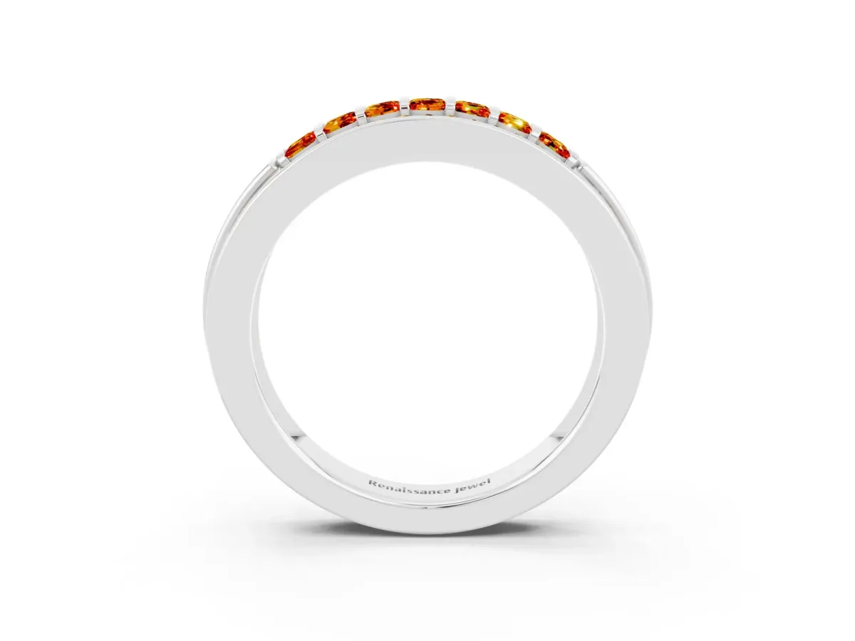 Bar-Set Princess Cut Citrine Pavé Band White gold