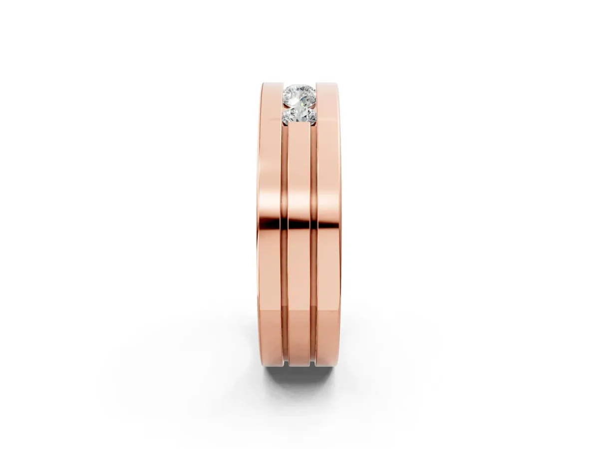 Round Diamond Five-Stone Channel Set Mens Band Rose gold