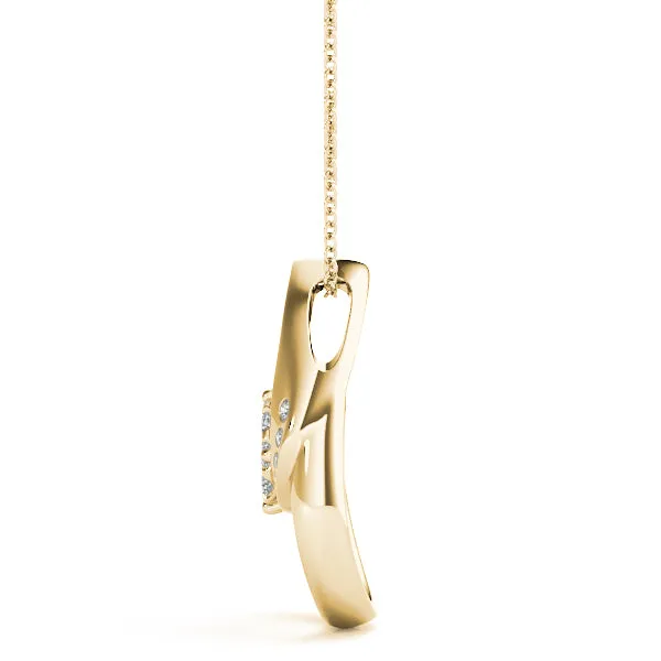 Round Cluster Diamond Prong-Set Teardrop Pendant Yellow gold