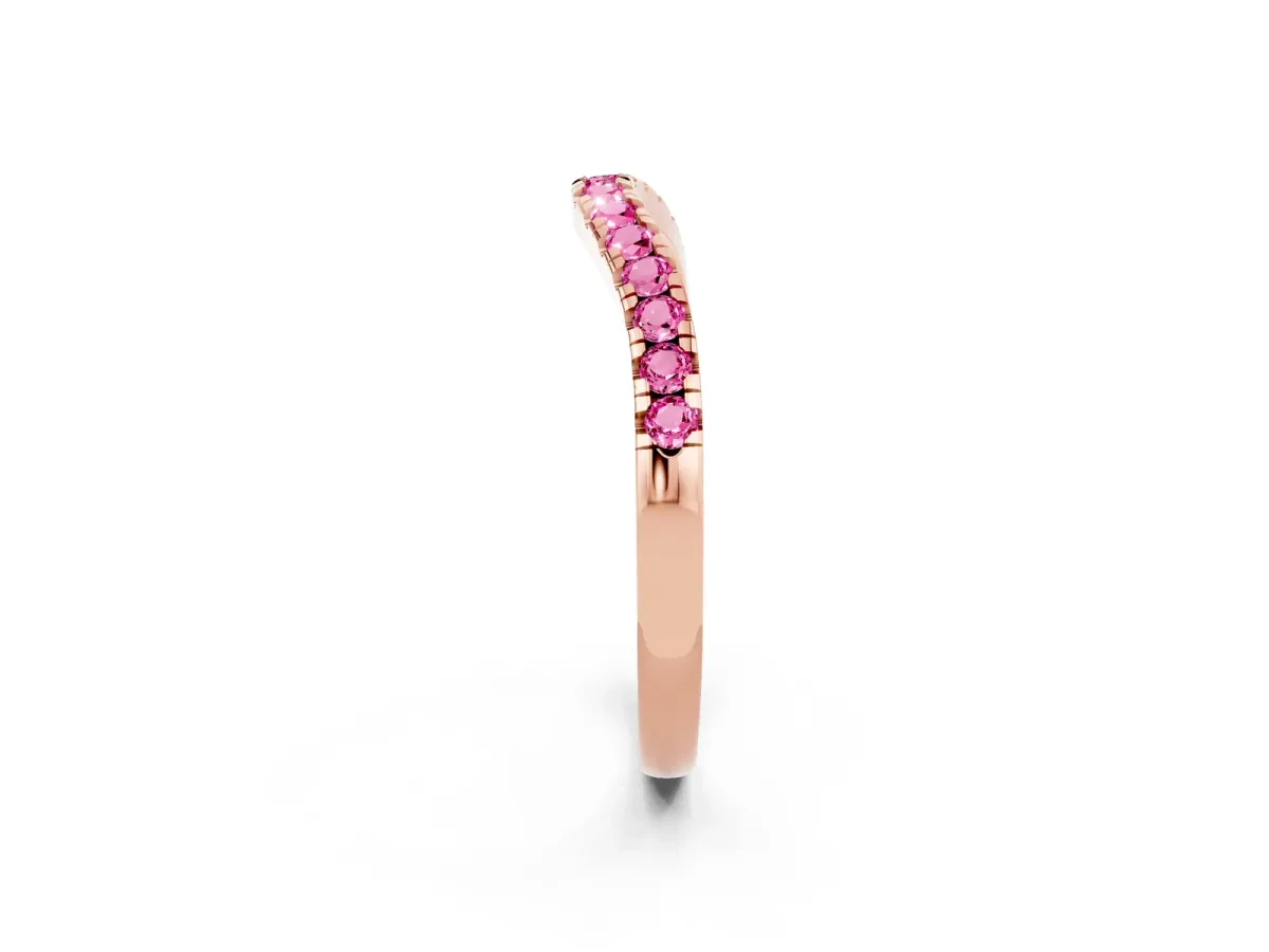 Pink Sapphire Pavé Curved Wedding Band Rose gold