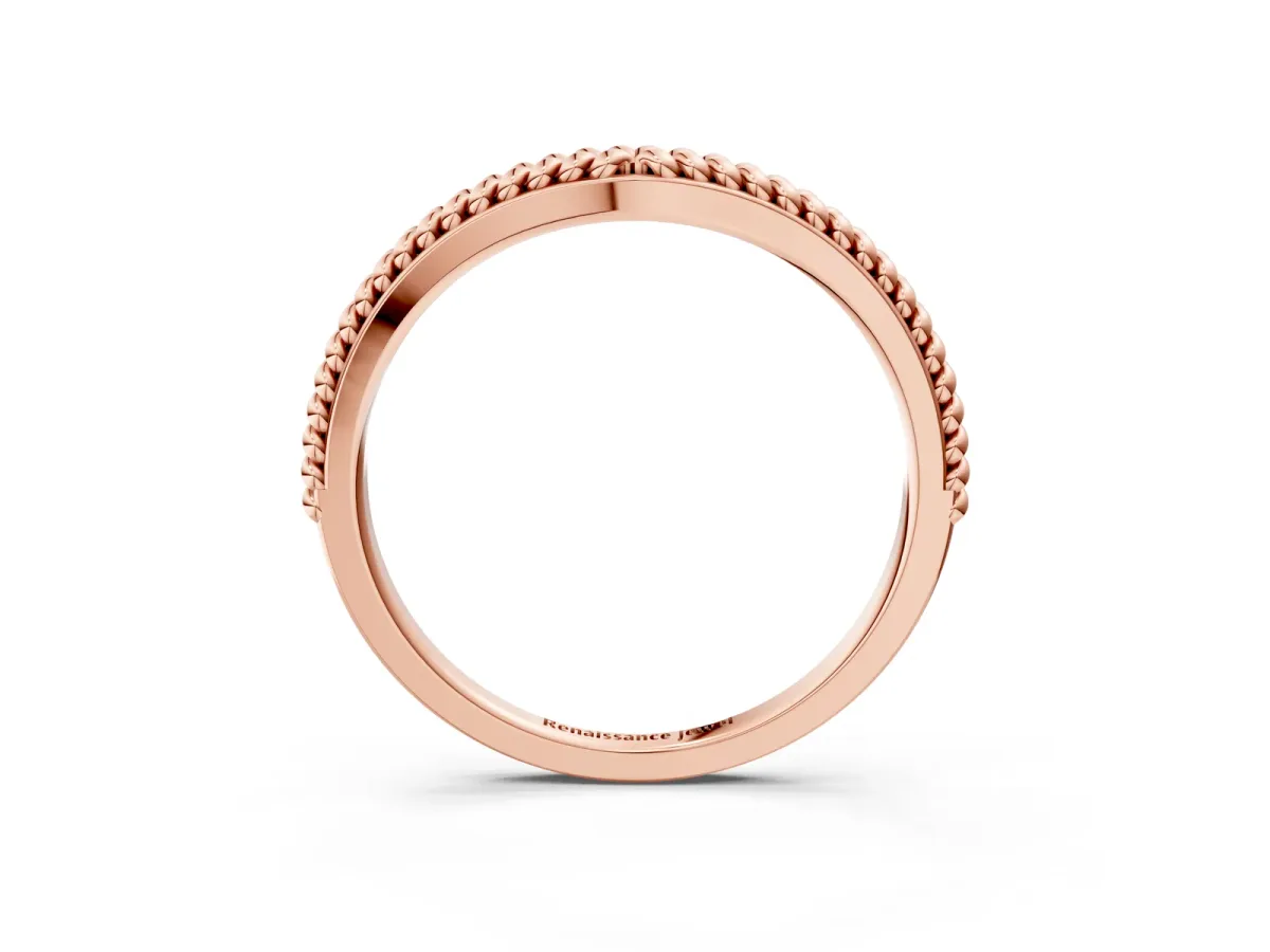 Braided Milgrain White Gold Contour Band Rose gold