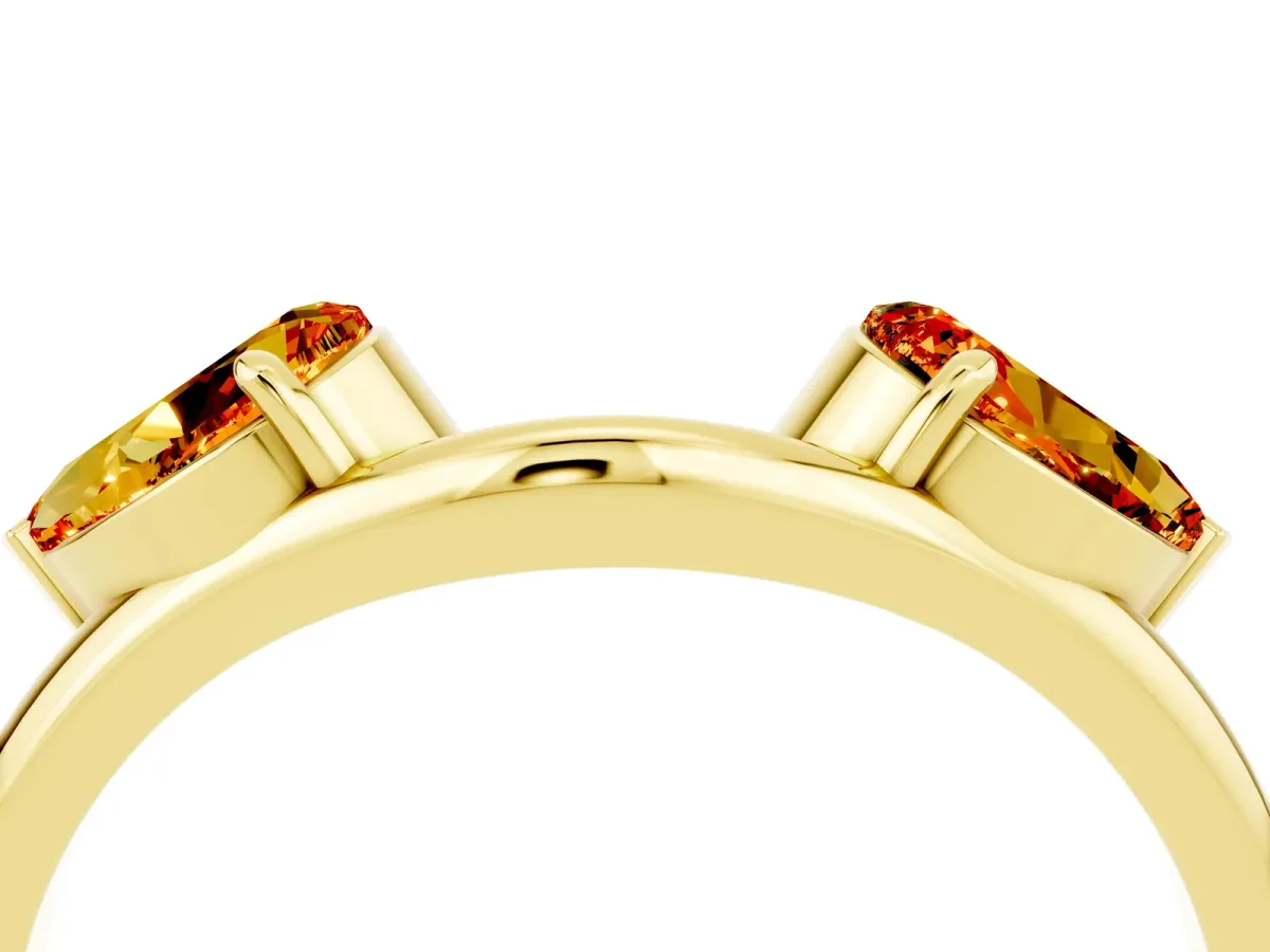 Two-Stone Pear Citrine Bypass Ring with Prong Setting Yellow gold