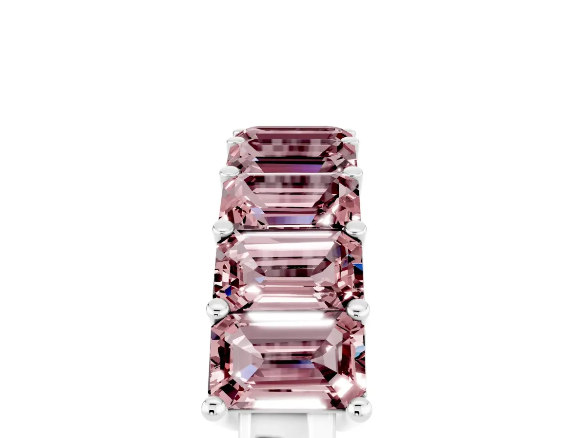 Emerald Cut Morganite Prong-Set Eternity Band Silver