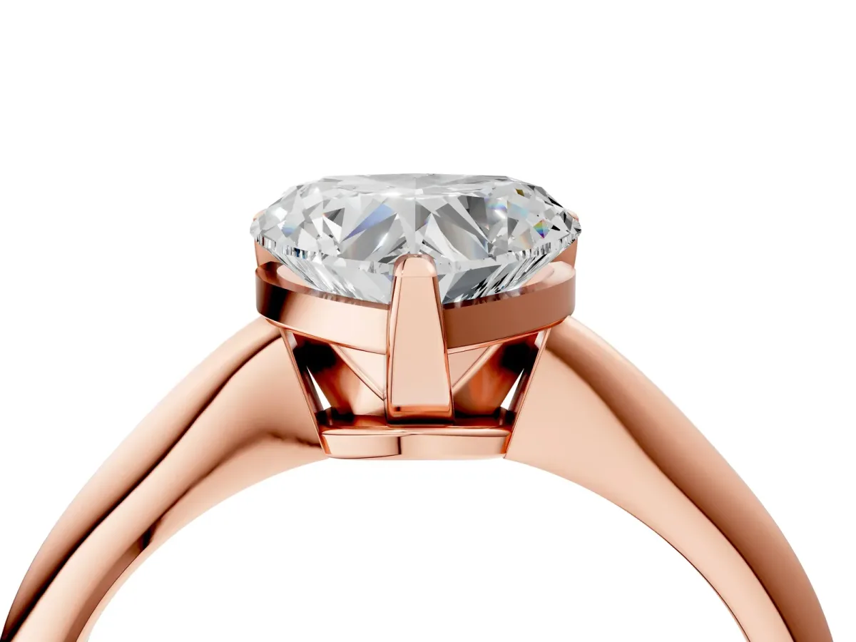 Heart Cut Diamond Solitaire Engagement Ring with Classic Band and Four-Prong Setting Rose gold