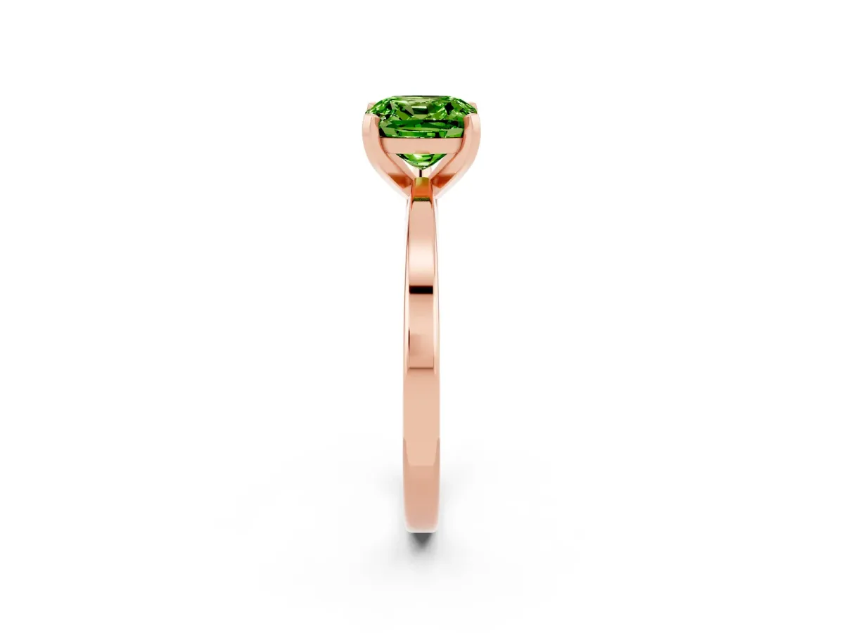Cushion Cut Peridot Solitaire Engagement Ring with Classic Band and Four-Prong Setting Rose gold