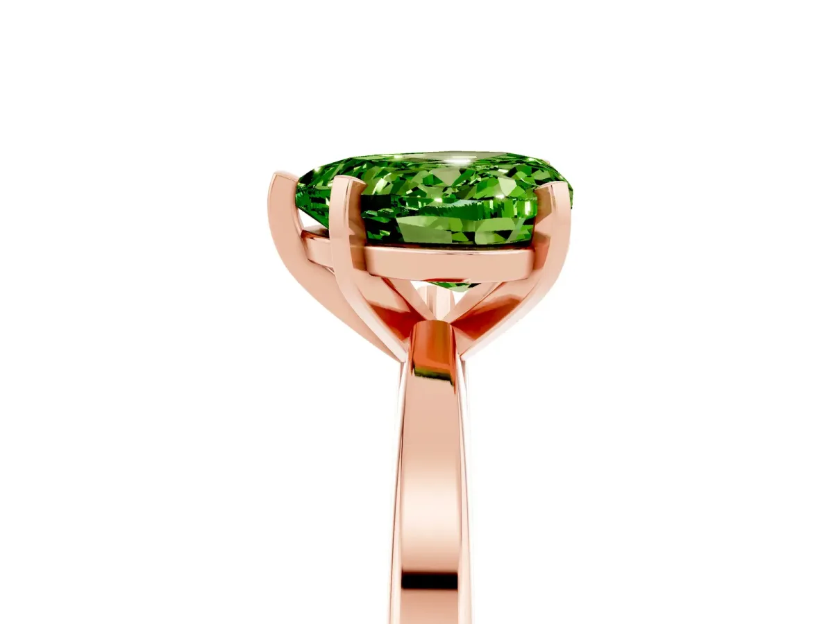 Heart Cut Peridot Solitaire Engagement Ring with Classic Band and Four-Prong Setting Rose gold