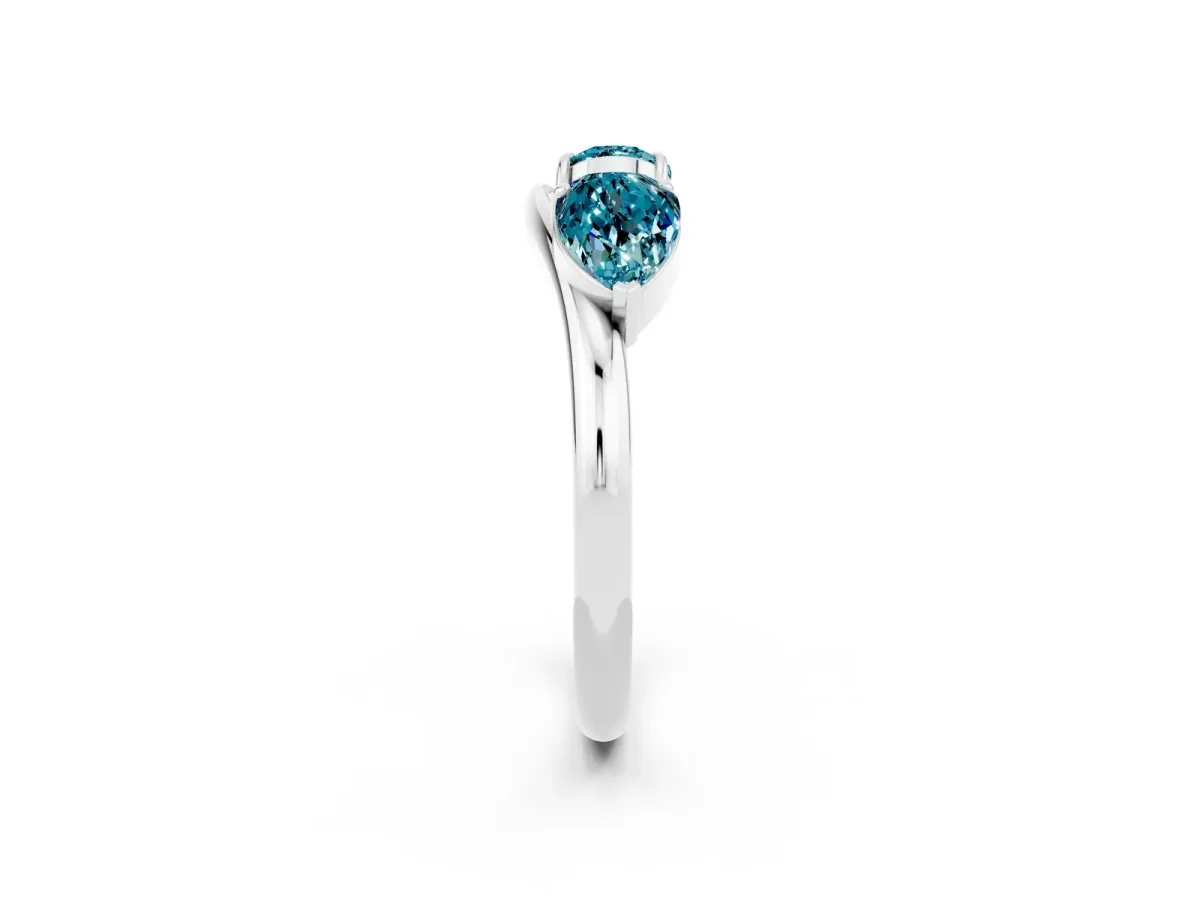 Two-Stone Pear Blue Topaz Bypass Ring with Prong Setting Silver