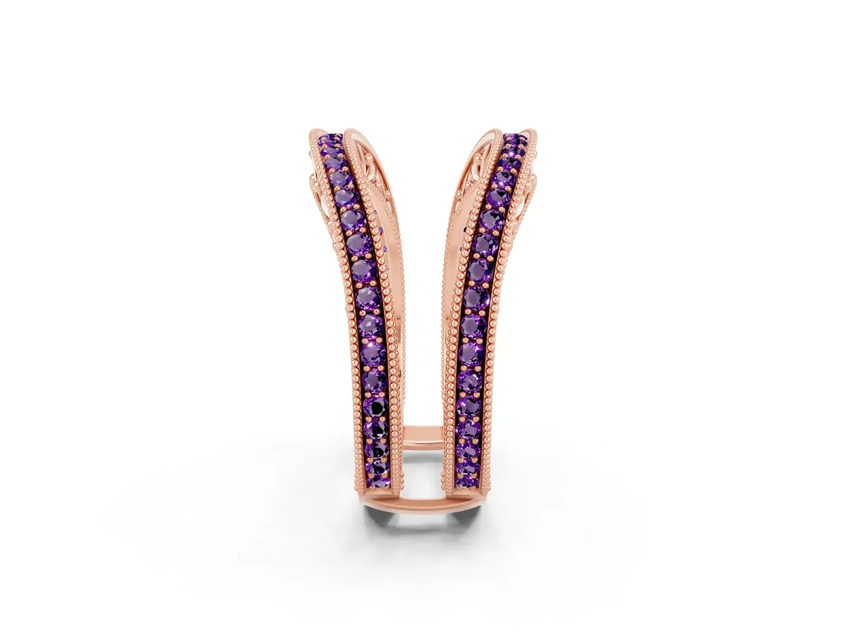 Round Amethyst Milgrain Eternity Band with Channel Setting Rose gold