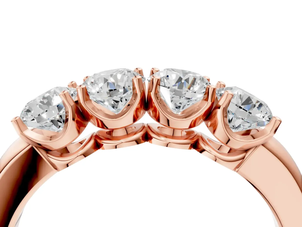 Four-Stone Round Cut Diamond Prong-Set White Gold Band Rose gold