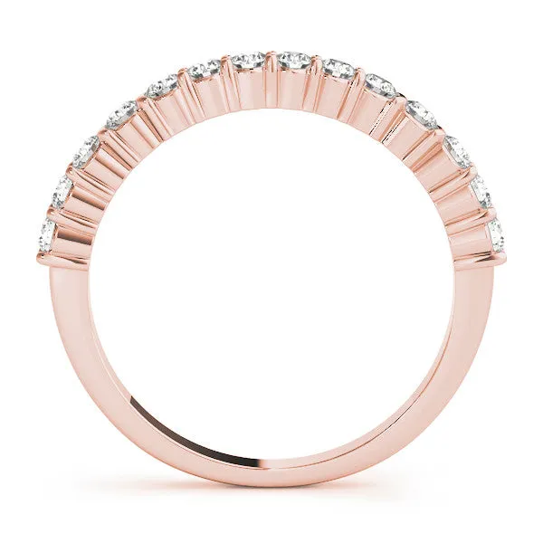 Round Diamond Half Eternity Band with Shared Prong Setting Rose gold