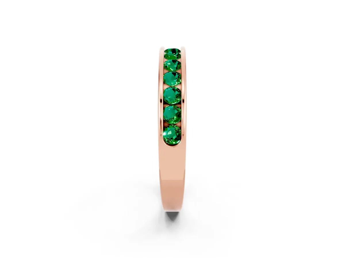 Channel Set Round Emerald Eternity Band Rose gold