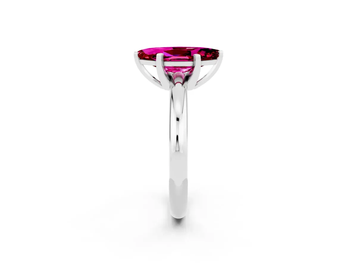 Marquise Cut Garnet Solitaire Engagement Ring with Round Band and Four-Prong Setting Silver