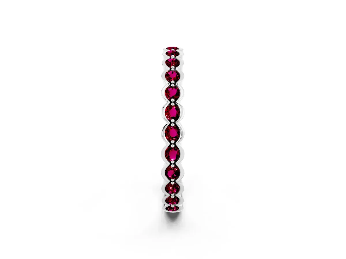 Round Garnet Bezel Set Eternity Band Platinum