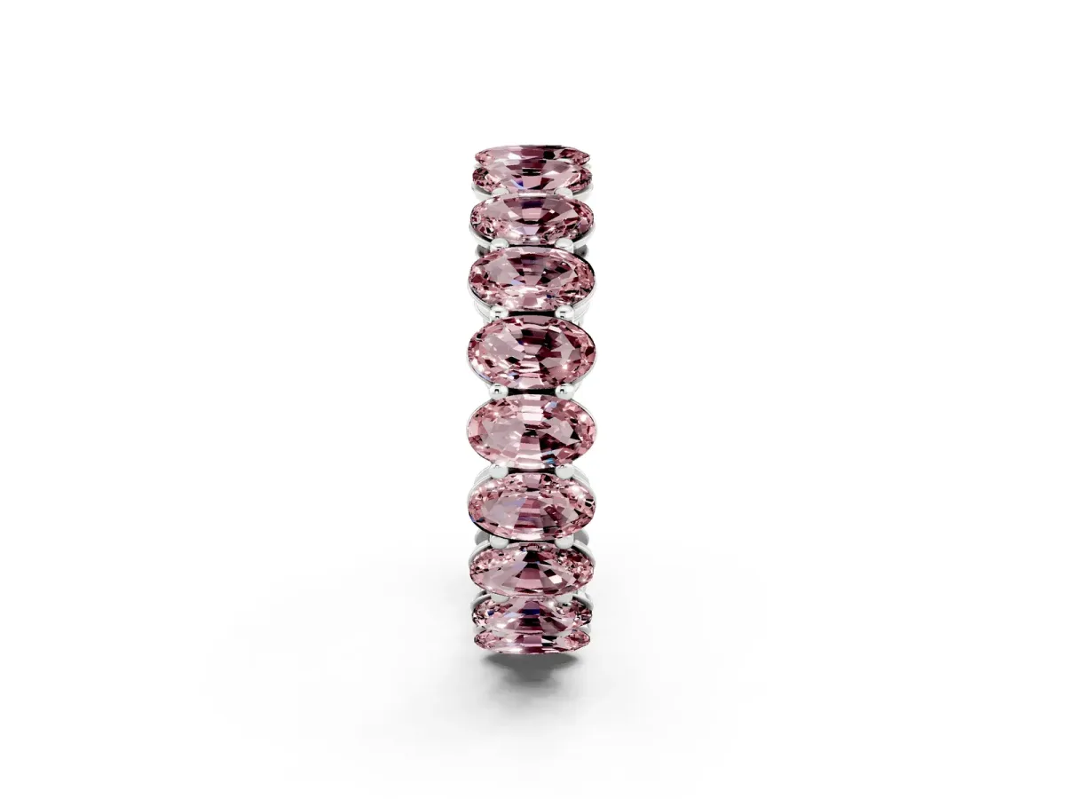 Oval Cut Morganite Eternity Band with Shared Prong Setting Platinum