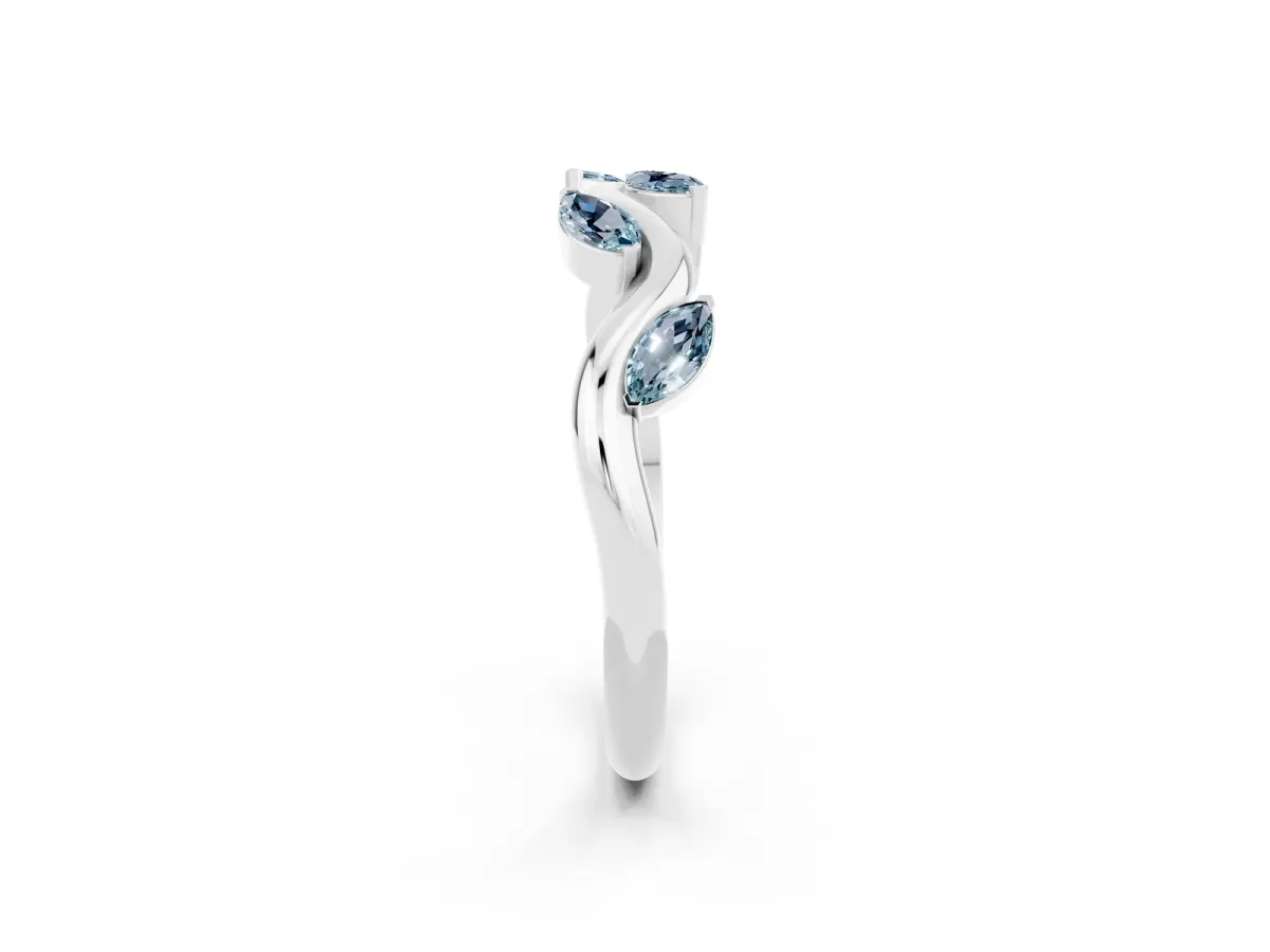 Marquise Aquamarine Twisted Band with Prong Setting Silver