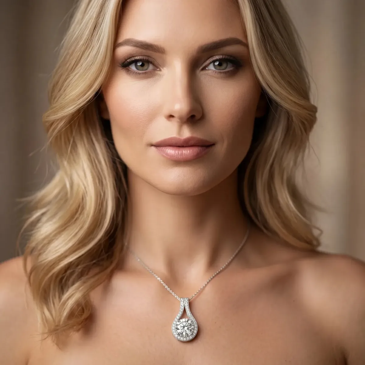 Round Halo Prong Set Pendant White gold