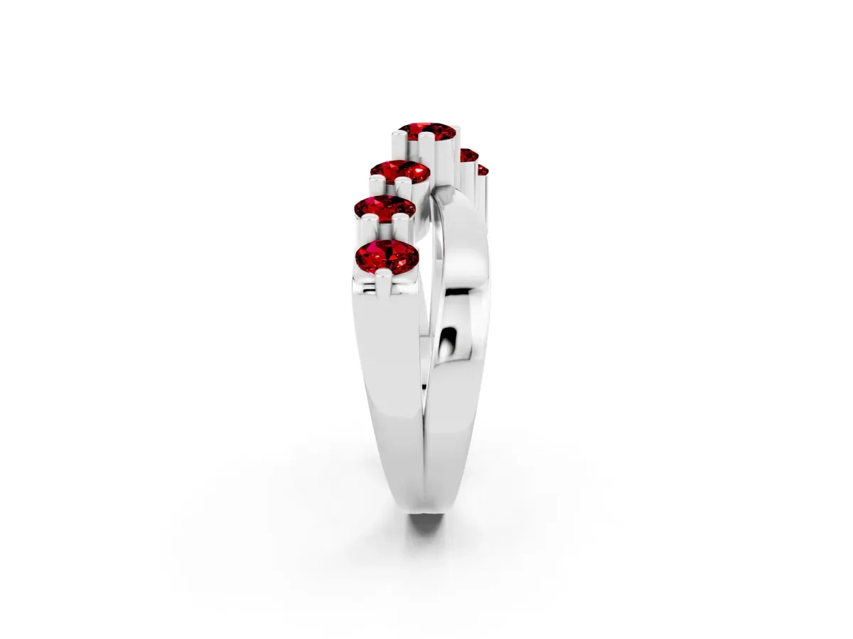 Round Ruby Prong-Set Crossover Band Platinum