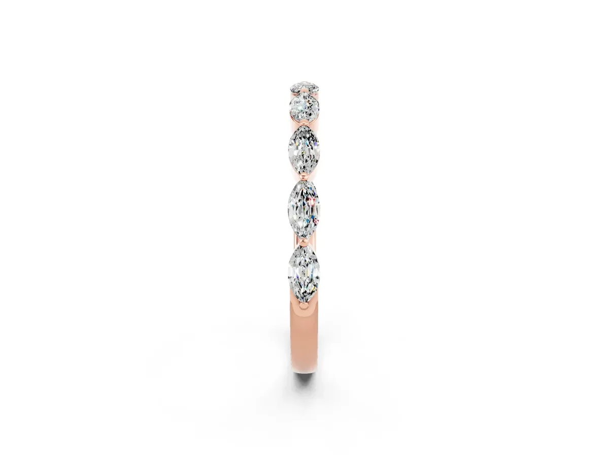 Marquise Moissanite Half Eternity Band with Prong Setting Rose gold