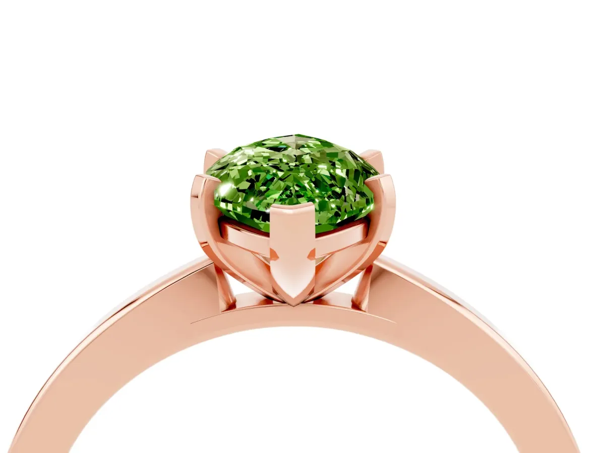 Marquise Cut Peridot Solitaire Engagement Ring with Classic Band and Four-Prong Setting Rose gold