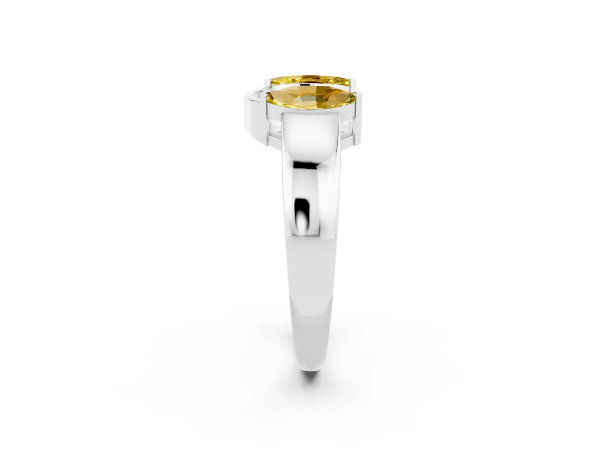 Marquise Yellow Sapphire Open Band Ring with Tension Setting Platinum