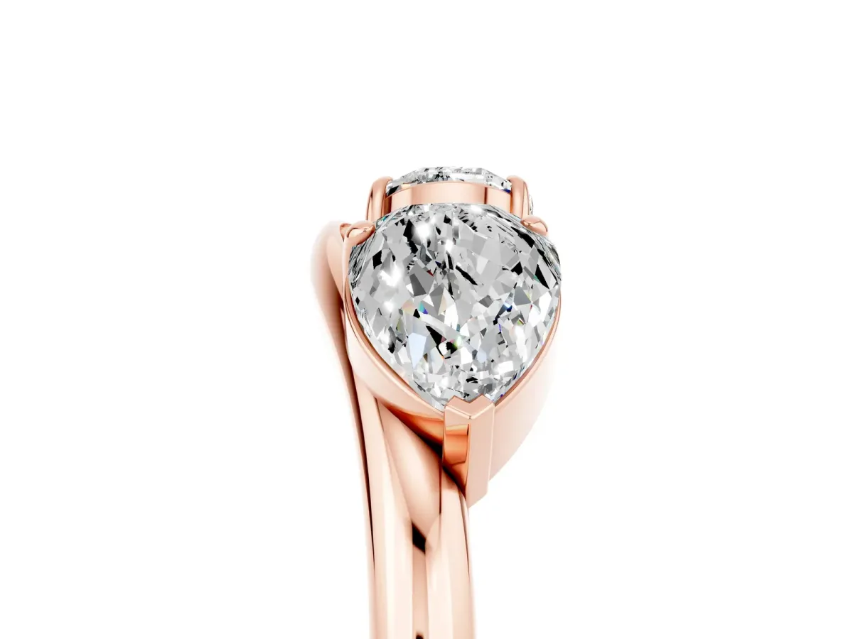 Two-Stone Pear Moissanite Bypass Ring with Prong Setting Rose gold