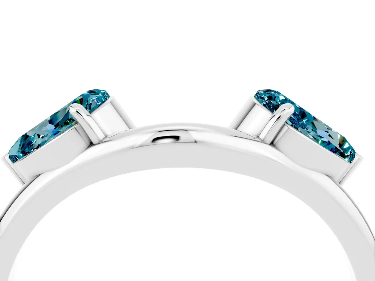Two-Stone Pear Blue Topaz Bypass Ring with Prong Setting Silver