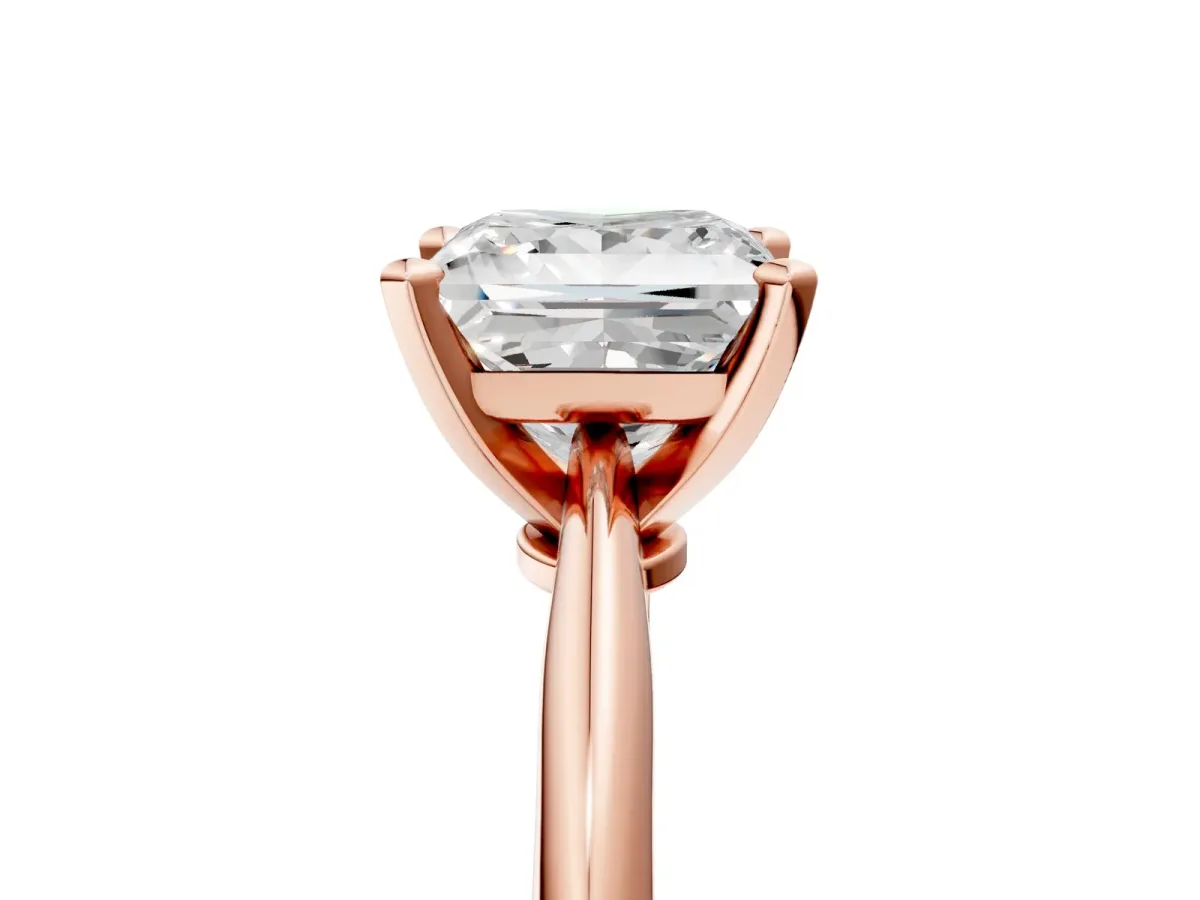 Princess Cut Diamond Solitaire Engagement Ring with Classic Band and Four-Prong Setting Rose gold
