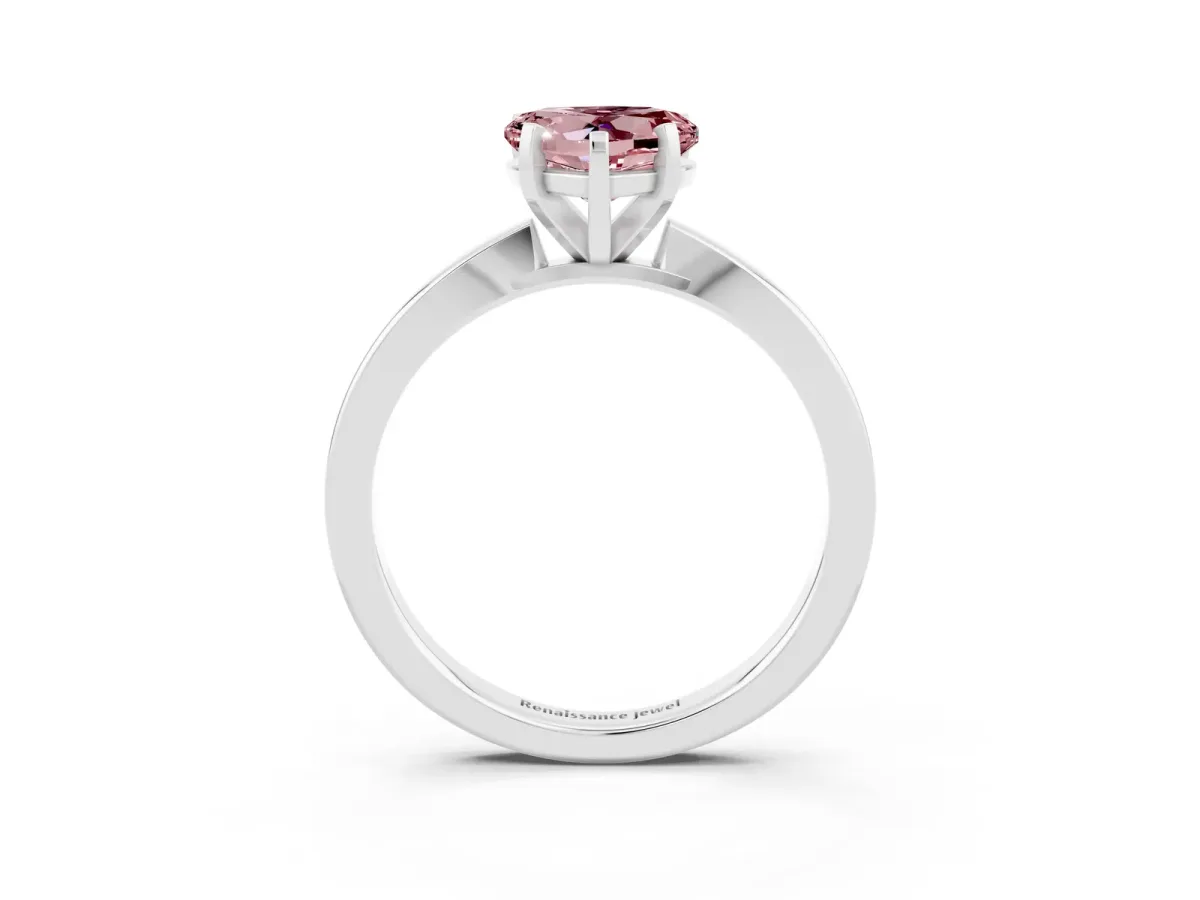 Heart Cut Morganite Solitaire Engagement Ring with Classic Band and Four-Prong Setting Platinum