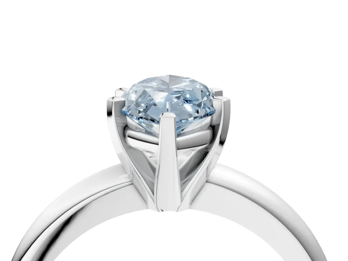 Fancy Blue Marquise Cut Diamond Solitaire Engagement Ring with Round Band and Four-Prong Setting Platinum