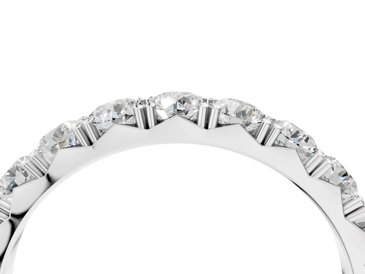 Round Diamond Eternity Band with Pavé Setting and Shared Prong Platinum