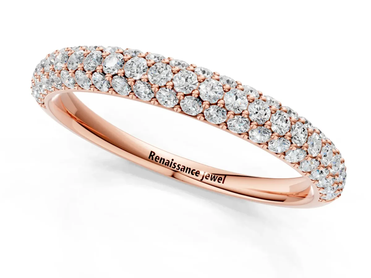 Round Diamond Pave Set White Gold Eternity Band Rose gold