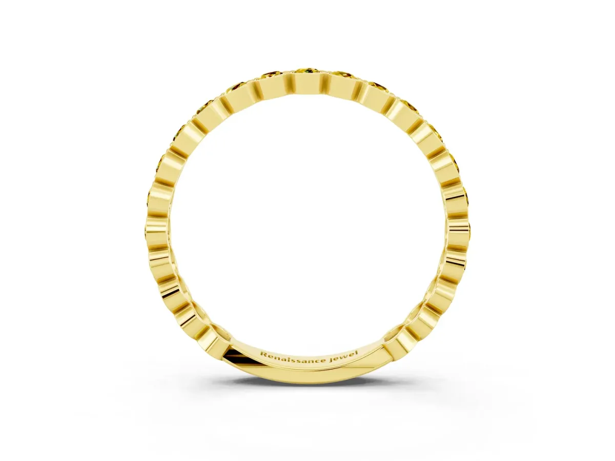 Round Yellow Sapphire Bezel Set Eternity Band Yellow gold