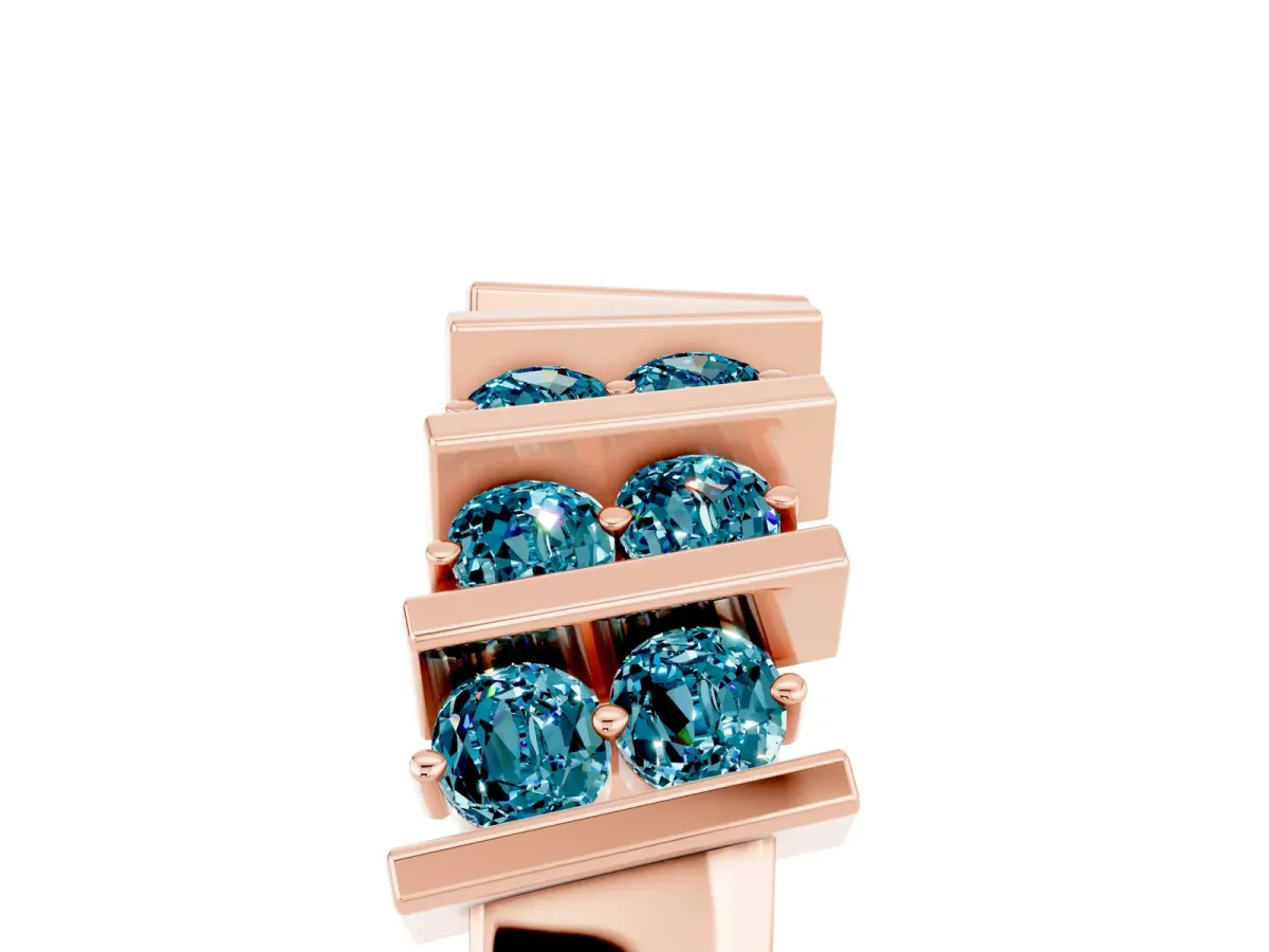 Channel Set Round Blue Topaz Anniversary Band with Vertical Prongs Rose gold