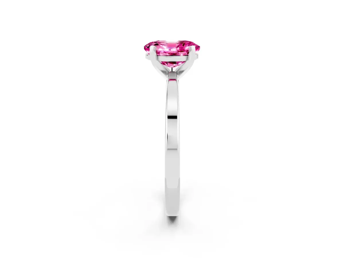 Oval Cut Pink Sapphire Solitaire Engagement Ring with Classic Band and Four-Prong Setting Platinum