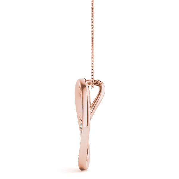 Pavé Oval Twist Pendant with Round Diamonds and Prong Setting Rose gold