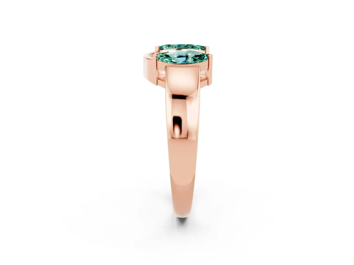Marquise Green Sapphire Open Band Ring with Tension Setting Rose gold