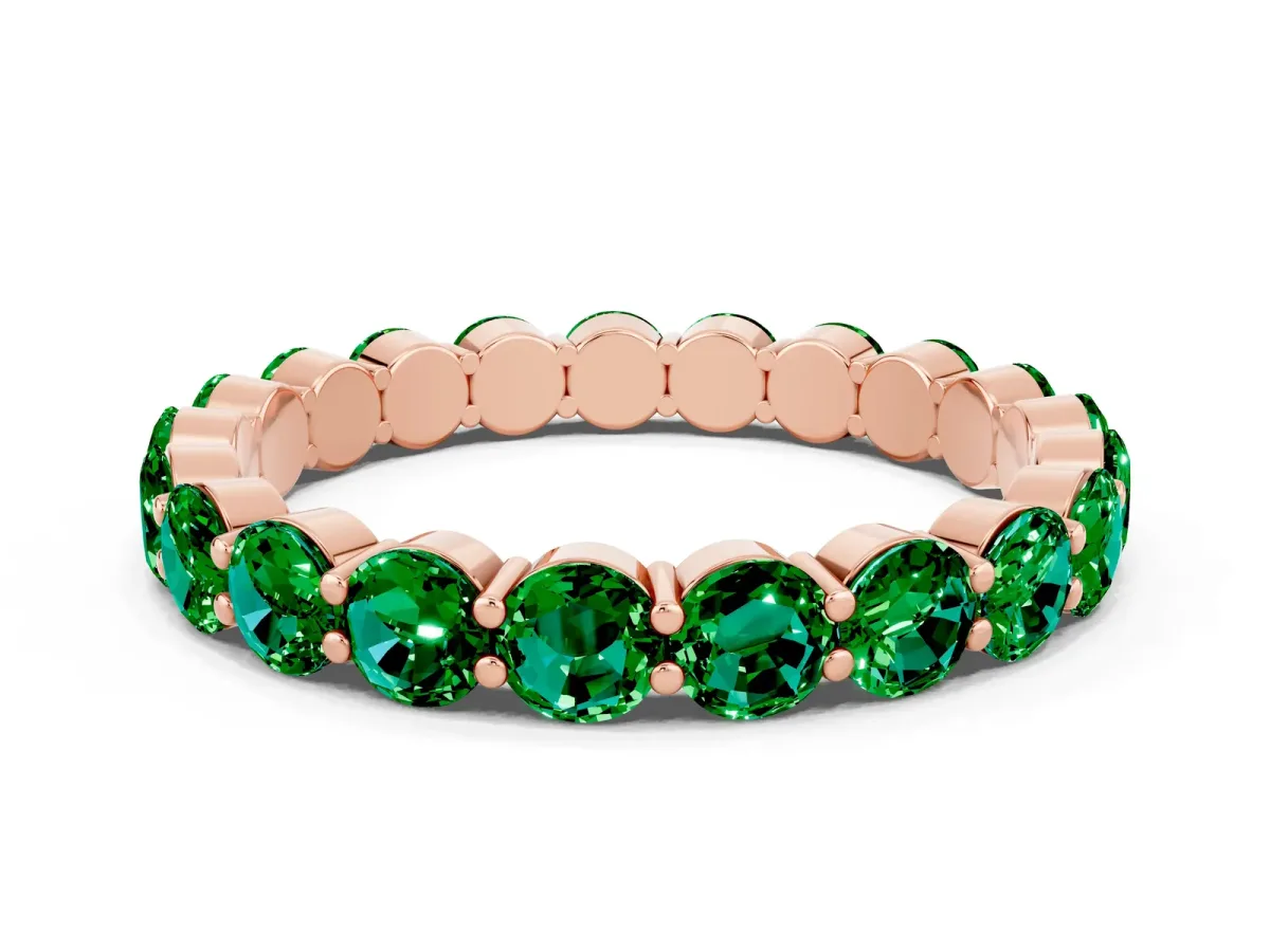 Round Emerald Eternity Band with U-Prong Setting Rose gold