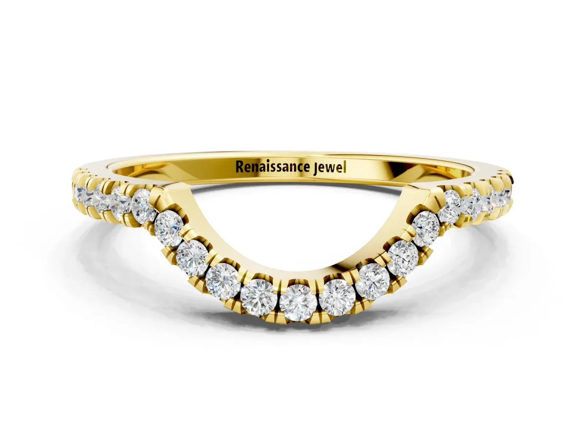 Round Diamond Wavy Eternity Band with Prong Setting Yellow gold
