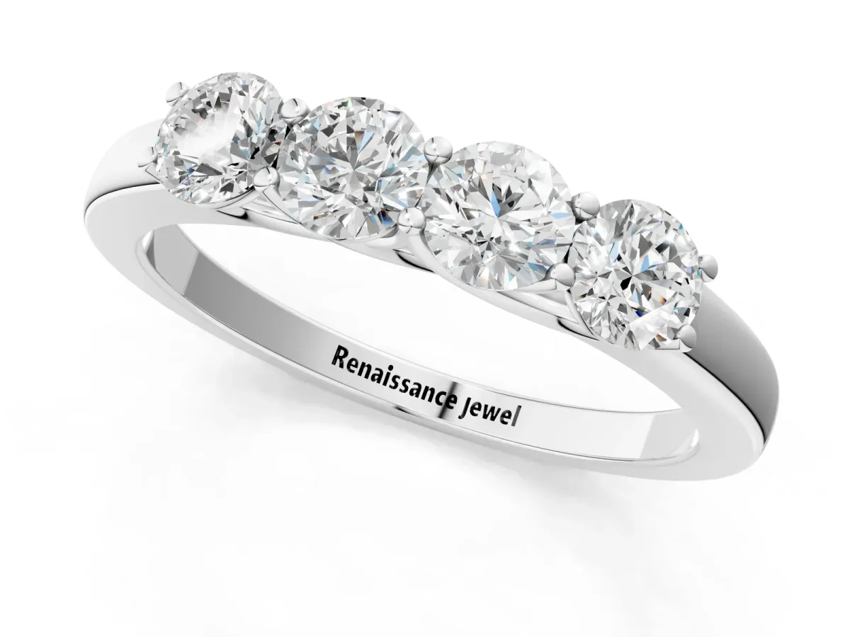 Four-Stone Round Diamond Prong-Set Band White gold