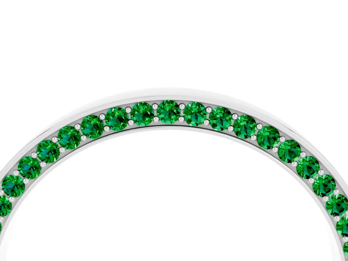 Pavé Round Emerald Channel Set Band White gold