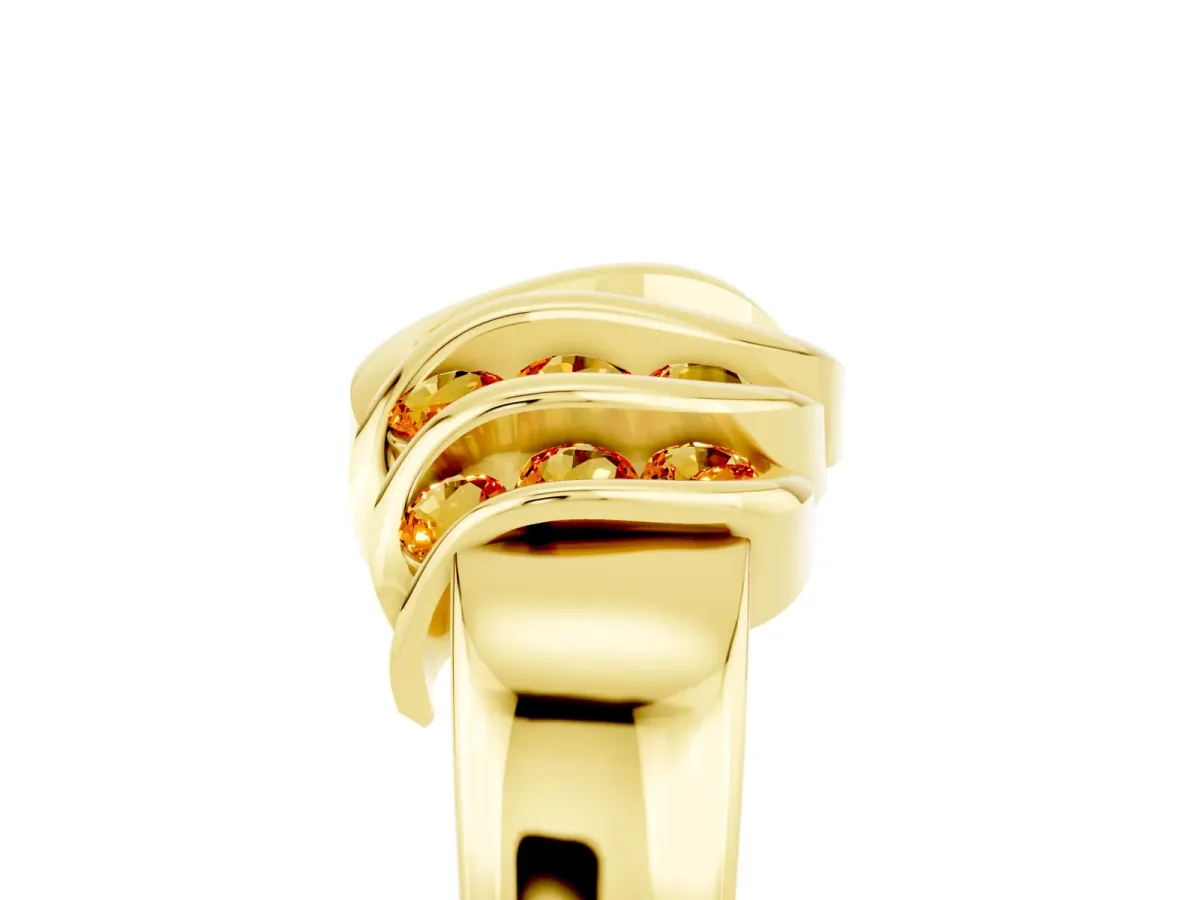 Round Citrine Multi-Row Crossover Band Yellow gold