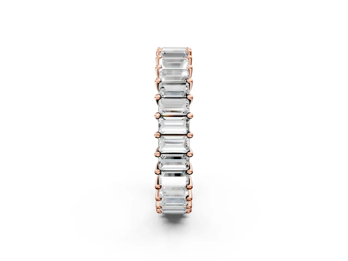 Baguette Cut Eternity Band with Shared Prong Setting Rose gold