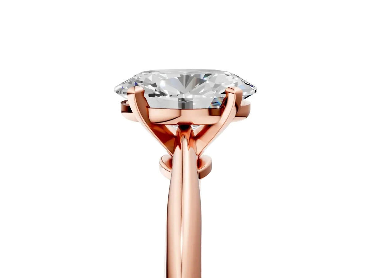 Oval Cut Diamond Solitaire Engagement Ring with Classic Band and Four-Prong Setting Rose gold