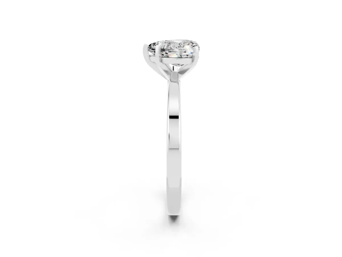 Heart Cut Moissanite Solitaire Engagement Ring with Classic Band and Four-Prong Setting Silver
