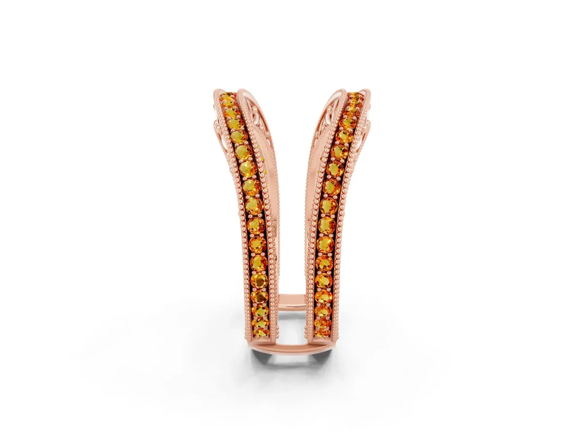 Round Citrine Milgrain Eternity Band with Channel Setting Rose gold