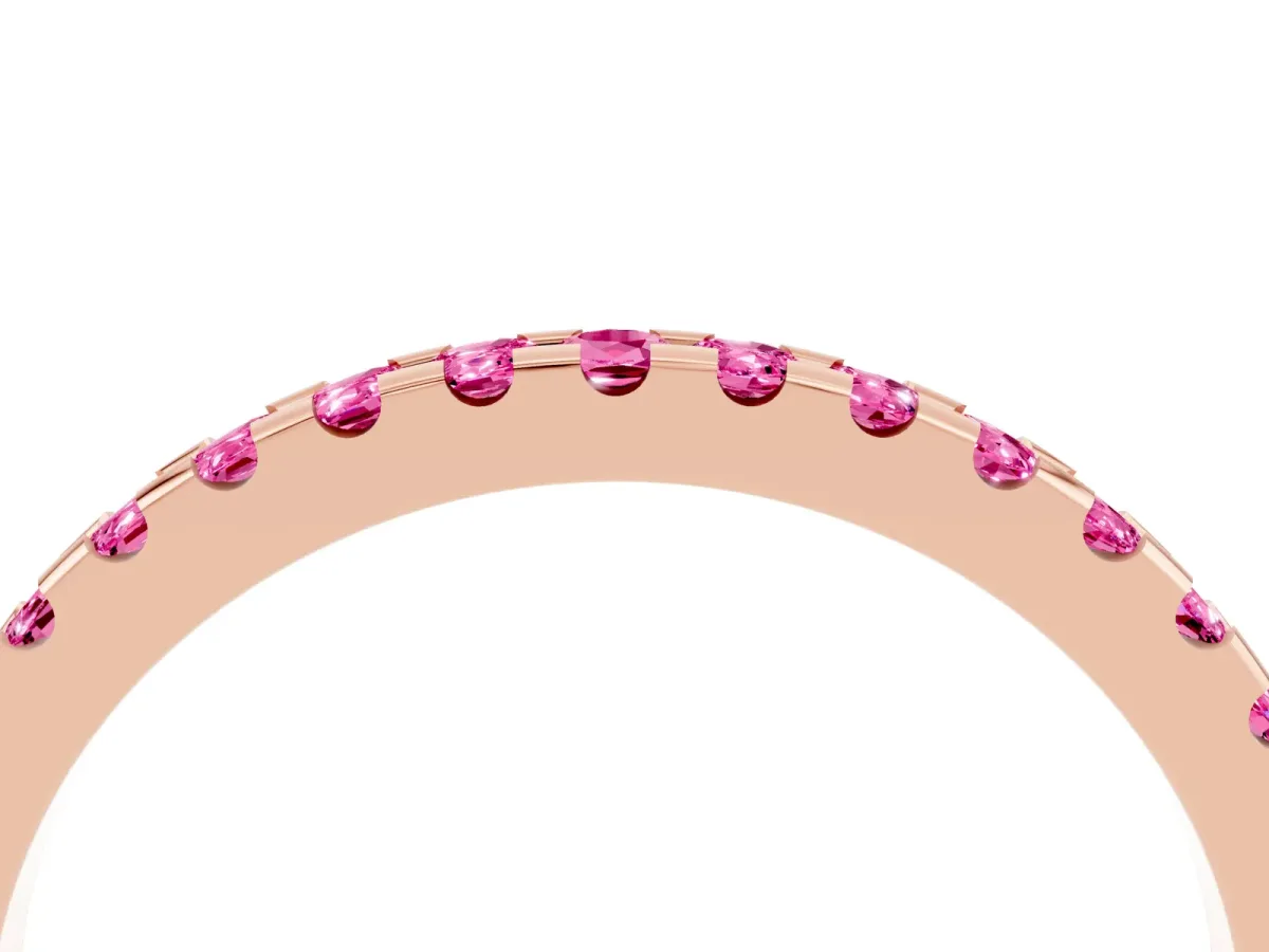 Round Pink Sapphire Pavé Set Eternity Band with Micro Prong Setting Rose gold