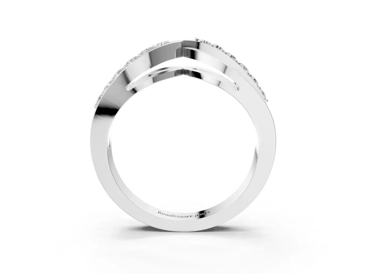 Twist Pave Round Diamond Infinity Band with Channel Setting White gold